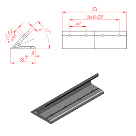 160S40A45 | Соединитель угловой 60x160, 45 градусов, серия 40 изображение 1