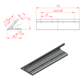 180S45A45 | Соединитель угловой 60x180, 45 градусов, серия 45 изображение 1