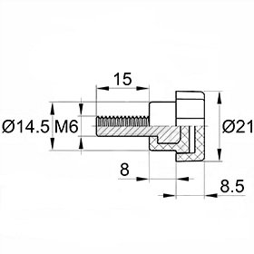Чертеж ручки фиксатора М6х15 диаметр 21 мм