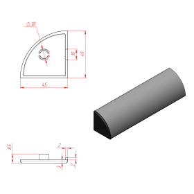 Чертеж серой торцевой заглушки арт. 4014с