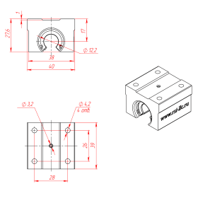 Чертёж каретки для SBR D12