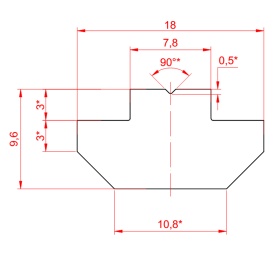 Чертеж сплошного алюминиевого пазового сухаря, паз 8, серия 40