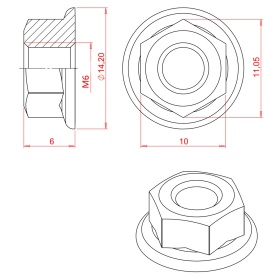 Чертеж гайки с фланцем М6