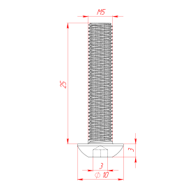 Винт М5х25 ISO7380 (полусфера) , чертёж