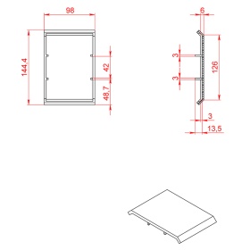 Чертеж крышки углового соединителя 100х100 арт. 1079