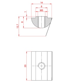Чертеж - пазовый сухарь М5 серия 40, арт. 5258