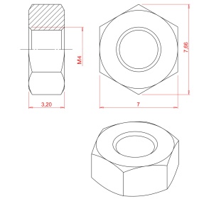 Чертёж гайки М4