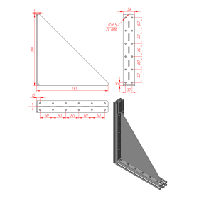 Стальной уголок большой 330 мм с ребром жесткости чертеж