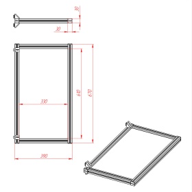 Чертёж. Компактная и прочная полка для системного блока на базе алюминиевых конструкционных профилей 30×30 мм (паз 8 мм)