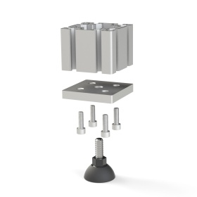 Схема сборки: Опорная плита алюминиевая M12-80х80 паз 8