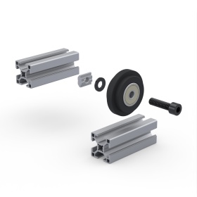 Схема сборки ролика к алюминиевому профилю с пазом 8