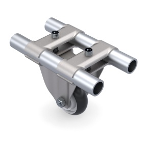 Соединители RSI‑FH1001A установлен между двумя трубами D28. Дополнительно установлено колесо.