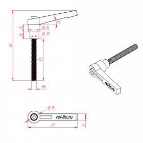 Чертёж ручки-фиксатора М6х50