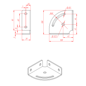Чертеж адаптера М12 к профилям 40х40 и 45х45, артикул A4045M12