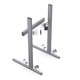 Детали крепления и модульной сборки алюминиевой рамы для симрейсинг-кокпита, вид на пазы и соединения