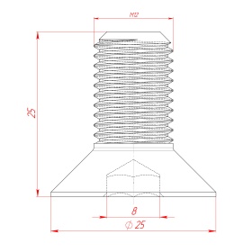 Чертёж винта М8х16, DIN7991 (потай)