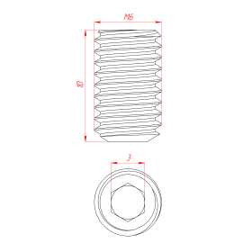 Чертеж - Винт установочный М6х10 DIN916