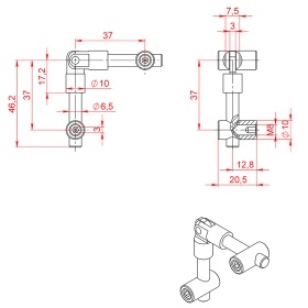 Чертеж быстрого соединителя, паз 8, арт. 5220