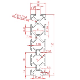 Чертеж станочного профиля 30х120 мм