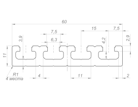 Чертеж профиля конструкционного 11х65 мм