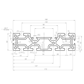 OB-50180-RAL5015 | Профиль 50х180 для станков пазы 8 и 10 мм (Голубой) изображение 1