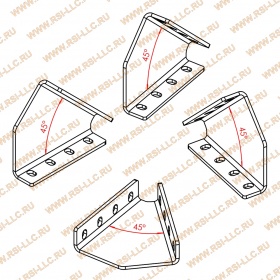 	Схематичный чертеж комплекта угловых опор для установки лестницы из профиля 40х160 под углом 45 градусов