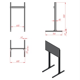 Чертёж стойки для одного монитора под кокпиты