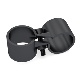 Двусторонний угловой кронштейн DF6B для круглых труб 28 мм — металлический, устойчивый к коррозии.