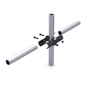 Сборка узла: расположить трубы в DF4B, совместить отверстия и затянуть винты