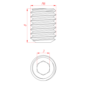 Чертеж -Винт установочный М6х8 DIN916