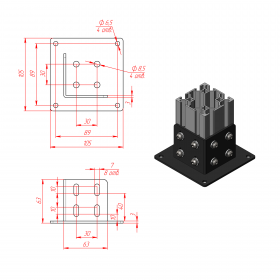 Чертеж фундаментной опоры к профилям 60х60