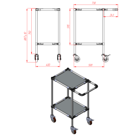 Чертеж подкатной полки 500х400х900мм