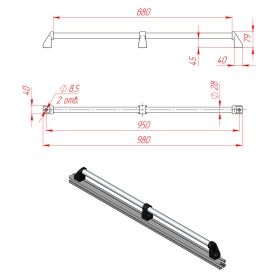 Эскиз: Алюминиевая ручка DH28-L950-E2-C1