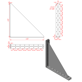 Массивный стальной уголок сварной с ребром жесткости 4 мм для профиля 30 серии чертеж