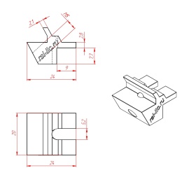 Чертёж универсального кронштейна крепления сетки к профилю