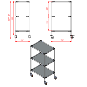 Подкатная стойка 700х500х1300 3 полки