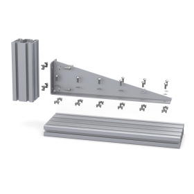 Сварной длинный уголок 495 мм с ребром жесткости для алюминиевого профиля серии 45 сборка на пазовый сухарь 10 мм