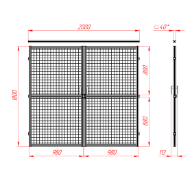 SG-40-2000-1800-2Door | Ворота распашные 2000x1800 для ограждения, серия 40 (Анодированные) изображение 1