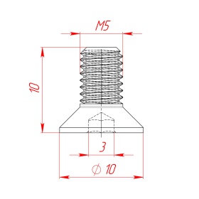 Чертеж: Винт М5х10 DIN7991 (потай)