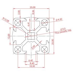 OB-2525-RAL6005 | Профиль 25х25 мм. Паз 6 мм (Темно-зеленый) изображение 1