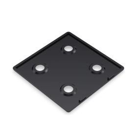 Заглушка торцевая из алюминия черная в сборе со вставками на профиль 80х80 мм