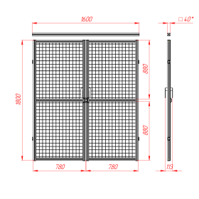 SG-40-1600-1800-2Door | Ворота распашные 1600x1800 для ограждения, серия 40 (Анодированные) изображение 1