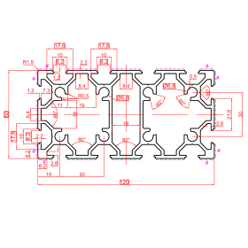 OB-60120B-RAL5015 | Профиль 60х120 мм. Паз 8 мм (Голубой) изображение 1