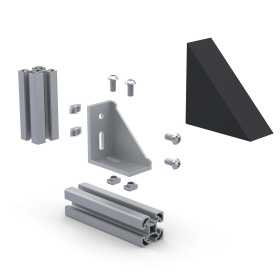 Схема сборки уголка алюминиевого облегченного на профиль серии 40 с кожухом