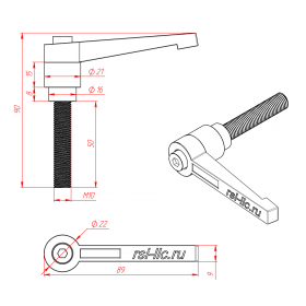 Чертёж ручки-фиксатора М10х50 мм