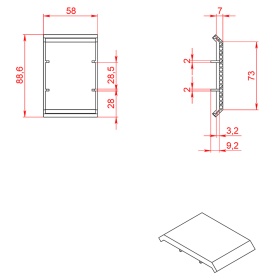 Чертеж крышки углового соединителя 60х60