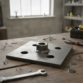 7006-сталь-М12 | Опорная плита стальная 90х90 (М12) изображение 5