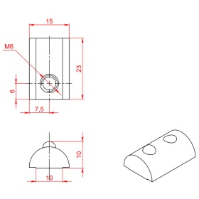 Чертеж - сухарь пазовый с прижимным шариком М6