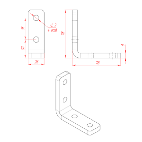Чертеж углового соединителя 80х30 сталь 8 мм