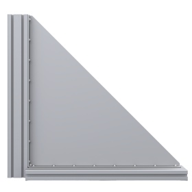 Прямоугольный большой массивный уголок 675х675 мм с ребром жесткости на профиль алюминий серии 45